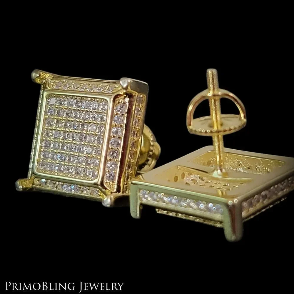 Gaudy Square Pave Earrings